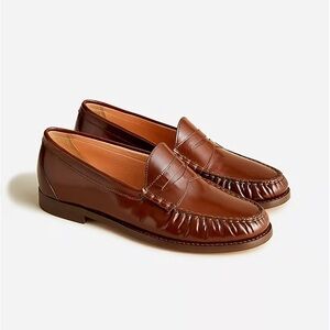 J. Crew Winona Italian spazzolato leather penny loafer - RICH CARAMEL - SZ 9.5